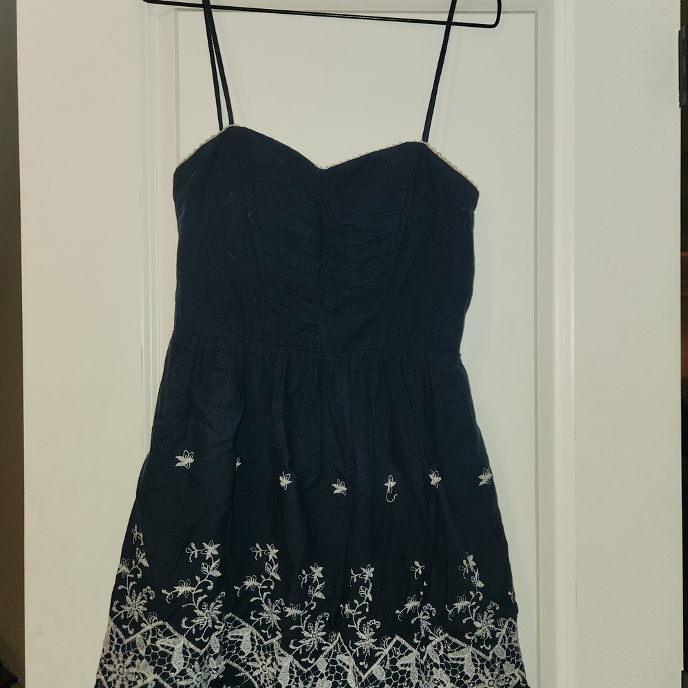 Speechless Blue and White Sleeveless Mini Sundress